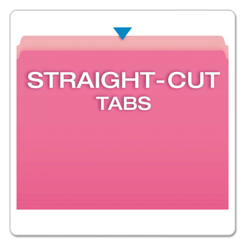 Pendaflex Colored File Folders, Straight Tab, Letter Size, Pink/Light Pink, 100/Box