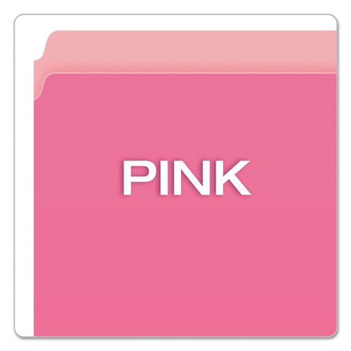 Pendaflex Colored File Folders, Straight Tab, Letter Size, Pink/Light Pink, 100/Box
