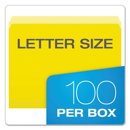 Pendaflex Colored File Folders, Straight Tab, Letter Size, Yellowith Light Yellow, 100/Box