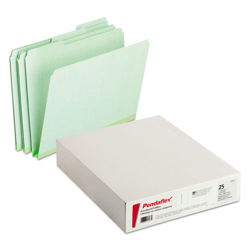 Pendaflex Pressboard Expanding File Folders, 1/3-Cut Tabs, Letter Size, Green, 25/Box