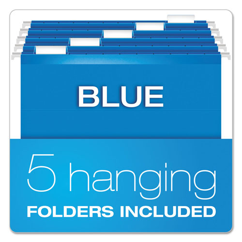 Pendaflex Desktop File w/Hanging Folders, Letter, Plastic, 12 1/4 x 6 x 9 1/2, Blue