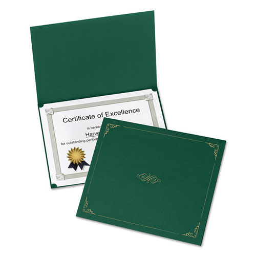 Oxford Certificate Holder, 11 1/4 x 8 3/4, Green, 5/Pack