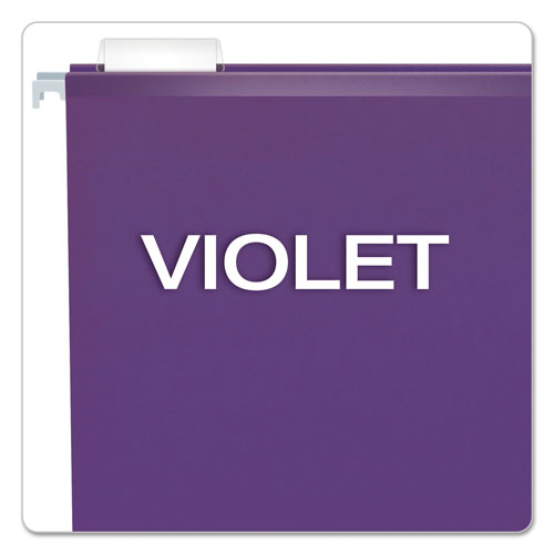Pendaflex Colored Reinforced Hanging Folders, Letter Size, 1/5-Cut Tab, Violet, 25/Box