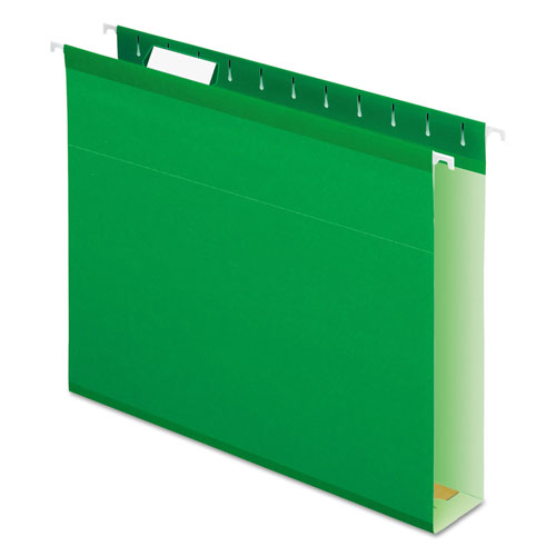 Pendaflex Extra Capacity Reinforced Hanging File Folders with Box Bottom, Letter Size, 1/5-Cut Tab, Bright Green, 25/Box