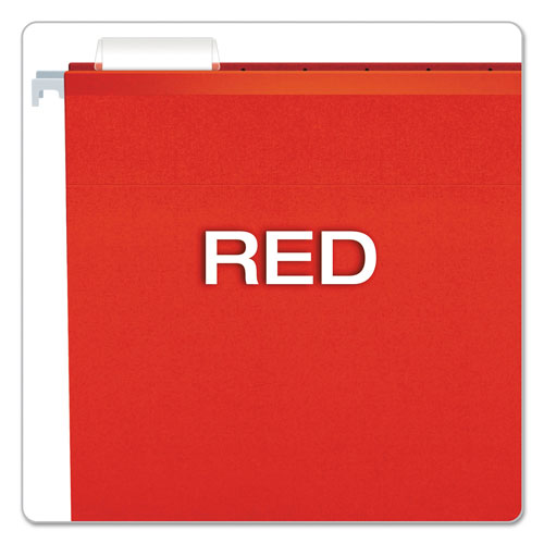 Pendaflex Extra Capacity Reinforced Hanging File Folders with Box Bottom, Letter Size, 1/5-Cut Tab, Red, 25/Box