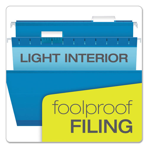 Pendaflex Colored Reinforced Hanging Folders, Legal Size, 1/5-Cut Tab, Blue, 25/Box