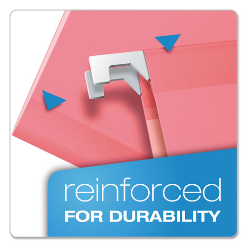 Pendaflex Colored Reinforced Hanging Folders, Legal Size, 1/5-Cut Tab, Pink, 25/Box
