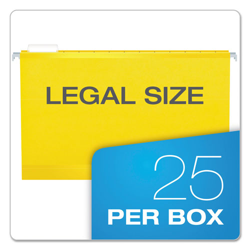 Pendaflex Colored Reinforced Hanging Folders, Legal Size, 1/5-Cut Tab, Yellow, 25/Box