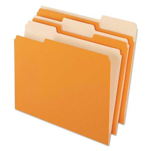 Pendaflex Interior File Folders, 1/3-Cut Tabs, Letter Size, Orange, 100/Box