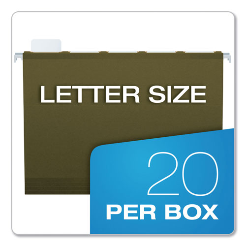 Pendaflex Ready-Tab Reinforced Hanging File Folders, Letter Size, 1/5-Cut Tab, Standard Green, 25/Box