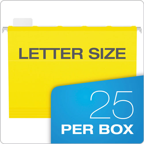 Pendaflex Ready-Tab Colored Reinforced Hanging Folders, Letter Size, 1/5-Cut Tab, Yellow, 25/Box