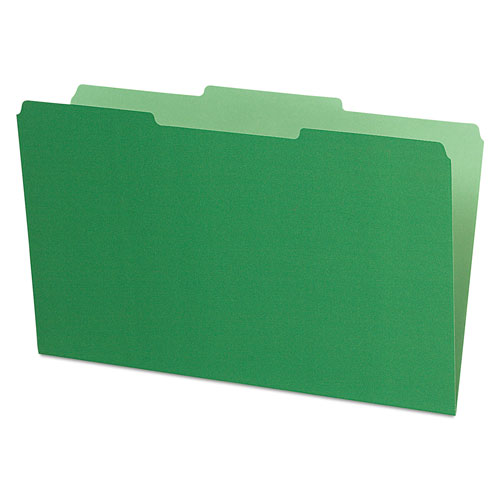 Pendaflex Interior File Folders, 1/3-Cut Tabs, Legal Size, Green, 100/Box