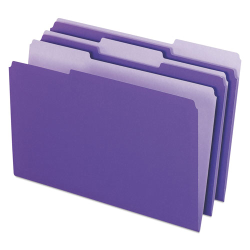Pendaflex Interior File Folders, 1/3-Cut Tabs, Legal Size, Violet, 100/Box