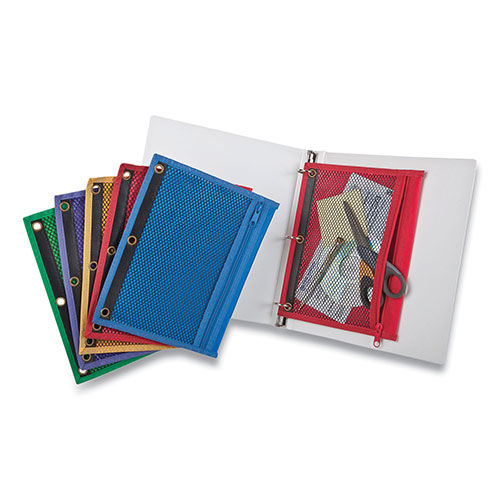 Esselte Mesh Binder Pockets, 10.5 x 7.5, Assorted Colors