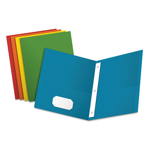 Oxford Twin-Pocket Folders with 3 Fasteners, Letter, 1/2" Capacity, Assorted, 25/Box