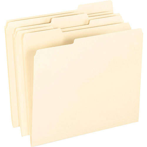 Pendaflex Smart Shield Top Tab File Folders, 1/3-Cut Tabs, Letter Size, Manila, 100/Box