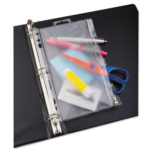 Oxford Zippered Ring Binder Pocket, 9 1/2 x 6, Clear