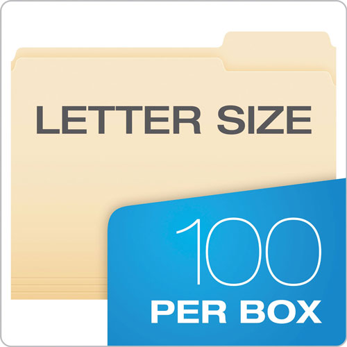 Pendaflex Manila File Folders, 1/3-Cut Tabs, Right Position, Letter Size, 100/Box