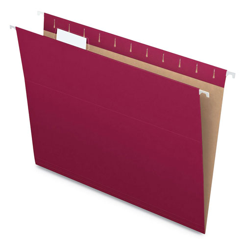 Pendaflex Colored Hanging Folders, Letter Size, 1/5-Cut Tab, Burgundy, 25/Box