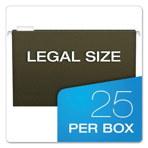 Pendaflex Standard Green Hanging Folders, Legal Size, 1/5-Cut Tab, Standard Green, 25/Box