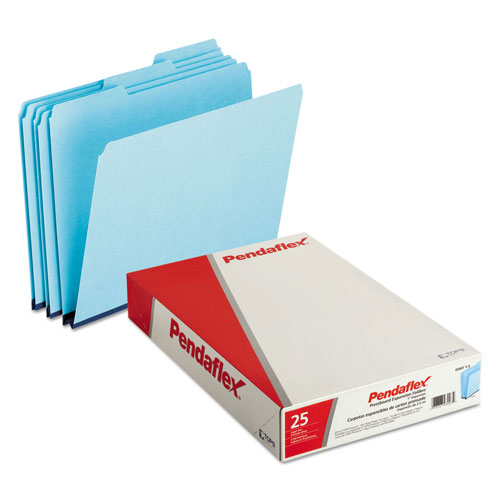 Pendaflex Pressboard Expanding File Folders, 1/3-Cut Tabs, Legal Size, Blue, 25/Box