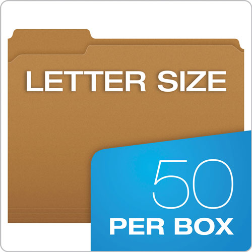 Pendaflex Kraft Folders with One Fastener, 1/3-Cut Tabs, Letter Size, Kraft, 50/Box