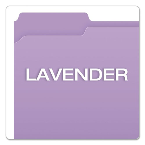 Pendaflex Double-Ply Reinforced Top Tab Colored File Folders, 1/3-Cut Tabs, Letter Size, Lavender, 100/Box