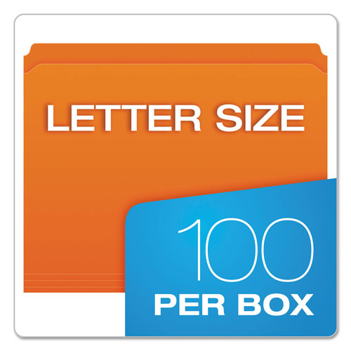 Pendaflex Double-Ply Reinforced Top Tab Colored File Folders, Straight Tab, Letter Size, Orange, 100/Box