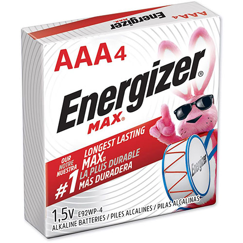 Energizer MAX AAA Alkaline Batteries, 1.5 V, 4/Pack, 6 Packs/Box