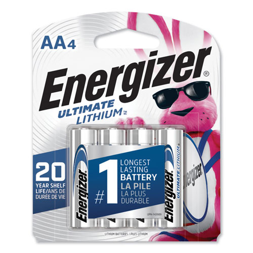 Energizer Ultimate Lithium AA Batteries, 1.5V, 4/Pack