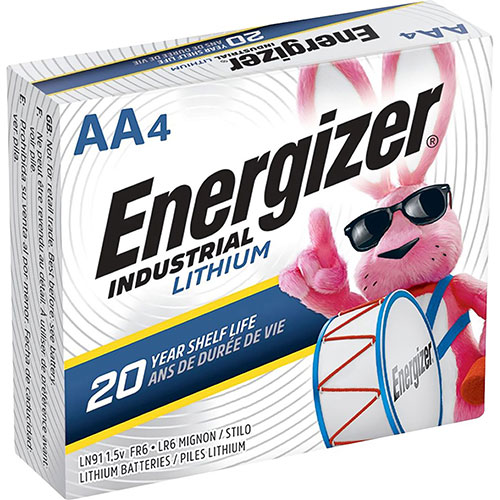 Energizer Industrial Lithium AA Battery, 1.5 V, 4/Pack, 6 Pack/Box