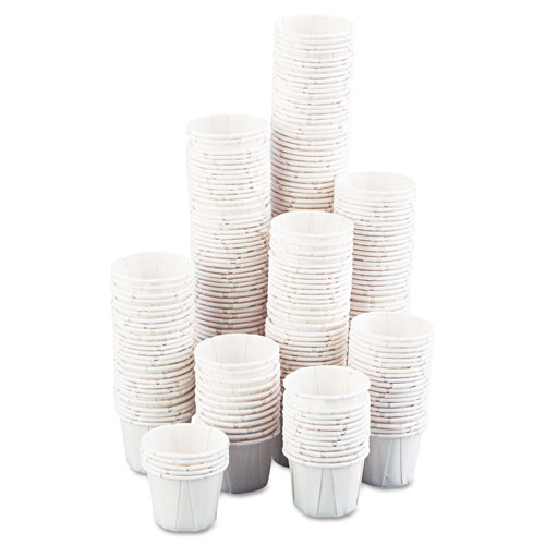 Genpak Squat Paper Portion Cup, .75oz, White, 250/Bag, 20 Bags/Carton