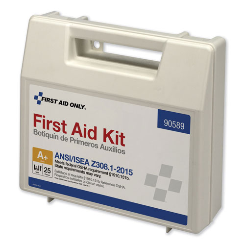 First Aid Only ANSI 2015 Compliant Class A+ Type I & II First Aid Kit for 25 People, 141 Pieces