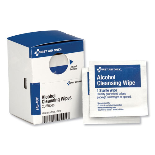 First Aid Only SmartCompliance Alcohol Cleansing Pads, 20/Box