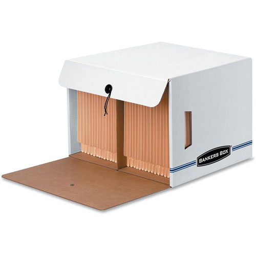 Fellowes SIDE-TAB Storage Boxes, Letter Files, White/Blue, 12/Carton