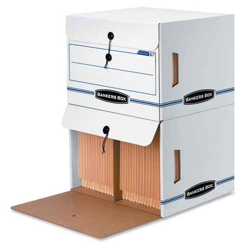Fellowes SIDE-TAB Storage Boxes, Letter Files, White/Blue, 12/Carton
