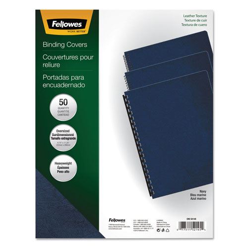 Fellowes Executive Leather-Like Presentation Cover, Round, 11-1/4 x 8-3/4, Navy, 50/PK