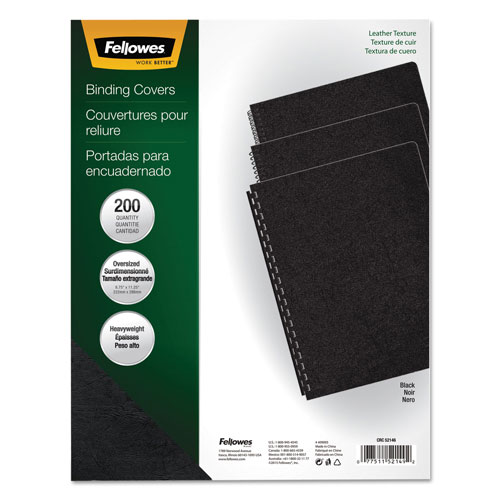 Fellowes Executive Leather-Like Presentation Cover, Round, 11-1/4 x 8-3/4, Black, 200/PK