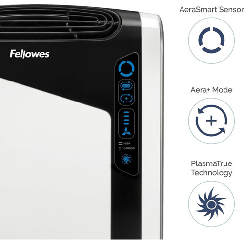 Fellowes AeraMax® DX95 Air Purifier - True HEPA, PlasmaTrue, Activated Carbon - 295 Sq. ft. - White