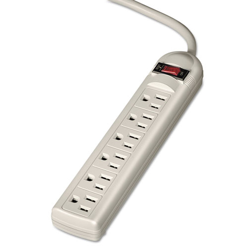 Fellowes Six-Outlet Power Strip, 120V, 6ft Cord, 9 5/8 x 1 13/16 x 1 7/16, Platinum