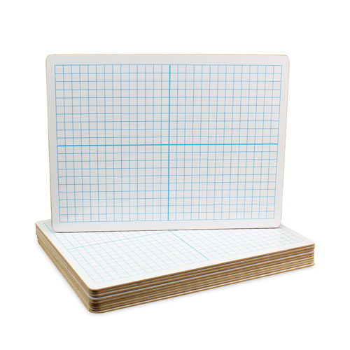 Flipside Graphing Two-Sided Dry Erase Board, 12 x 9, XY Axis Front, White Back, 12/Pack