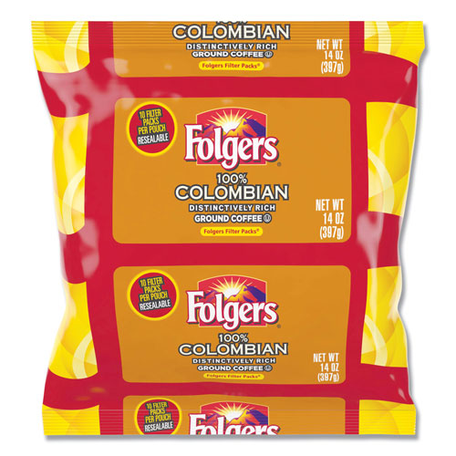 Folgers Coffee Filter Packs, 100% Colombian, 1.4 oz Pack, 40/Carton