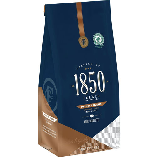 Folgers 1850 Pioneer Blend Coffee Ground, Pioneer, Arabica, Nut, Medium, 32 oz, 1
