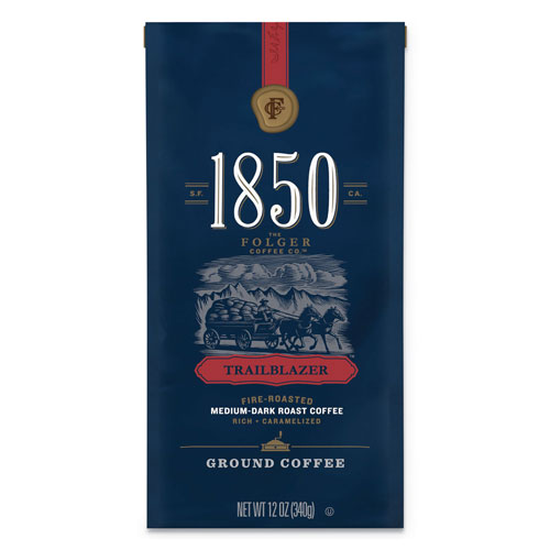 1850 Coffee, Trailblazer, Dark Roast, Ground, 12 oz Bag