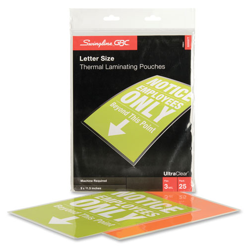GBC® 9 x 11 1/2 Letter Size Laminating Pouches, 3 Mil, 25/Pack