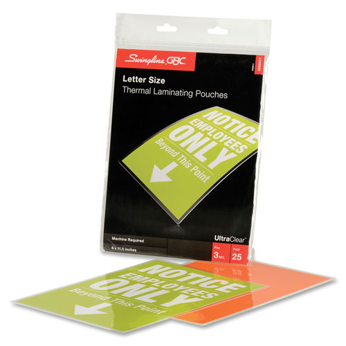 GBC® 9 x 11 1/2 Letter Size Laminating Pouches, 3 Mil, 25/Pack