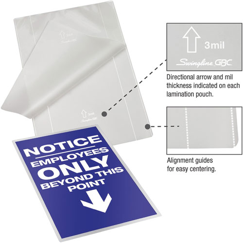 GBC® Business Card Size Laminating Pouches, 2 3/16 x 3 11/16, 7 Mil, 100/Bx