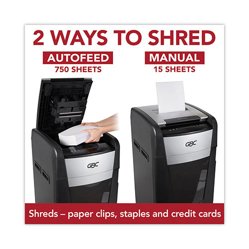 GBC® AutoFeed+ 750M Micro-Cut Large Office Shredder, 750 Auto/15 Manual Sheet Capacity