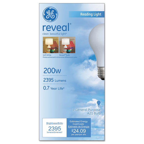 GE Reveal A21 Light Bulb, 200 W