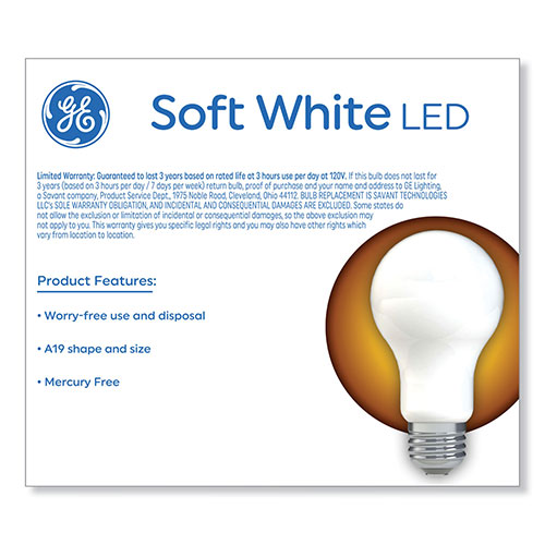 GE Classic LED Non-Dim A19 Light Bulb, 8 W, Soft White, 2/Pack